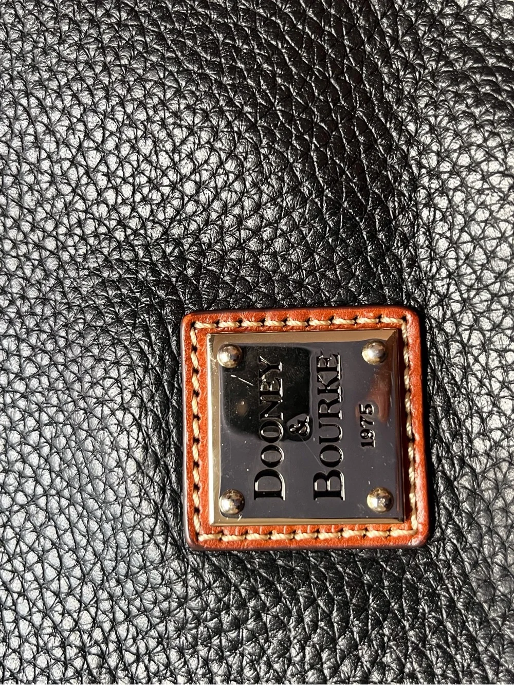 Dooney & Bourke Black Pebble Leather Hobo with Brown Trim and Strap